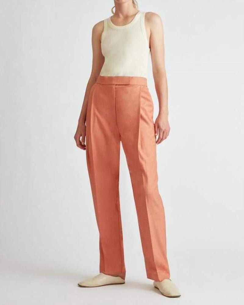 Front of a model wearing a size 10 Marley Pant In Warm Guava in Warm Guava by Camilla and Marc. | dia_product_style_image_id:347322